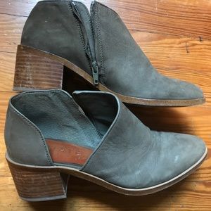 1STATE brown suede cut out booties